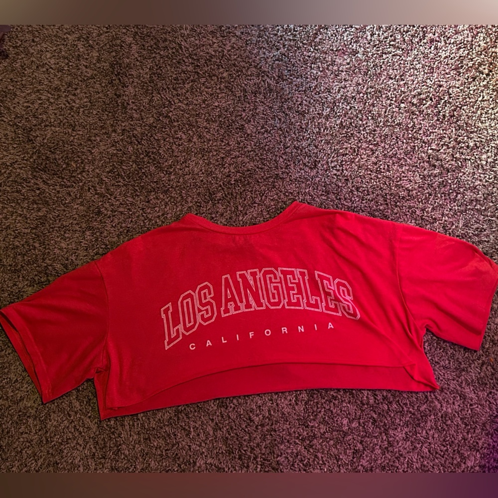 hot pink Los Angeles crop top